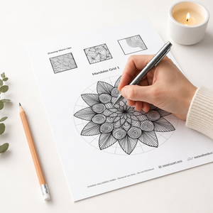 Artist drawing mandala